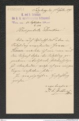 k.k. naturhistorisches Hofmuseum, Intendanzakten 1885-1896 (Hauer), Aktenzahl Z.558/1891, Seite 1